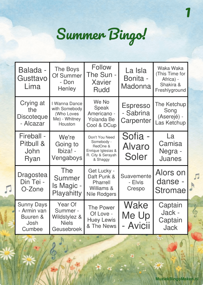 Zomerse Muziekbingo